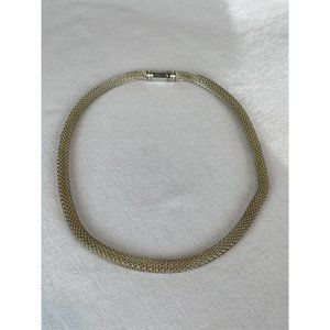 Vintage Silver And Gold Tone Snake Chain Choker Necklace Magnetic Closure